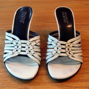 Franco Sarto White Leather Slide Sandals